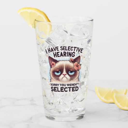 I Have Selective Hearing Funny Cat Lover Gift  Glas (Voorkant ijs)