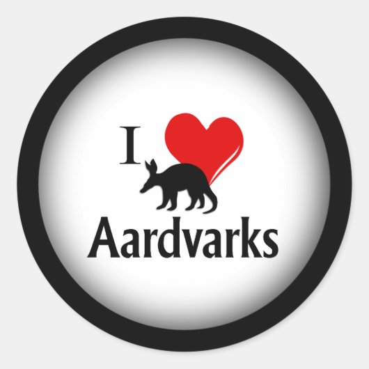 I Heart Aardvarken Ronde Sticker (Voorkant)