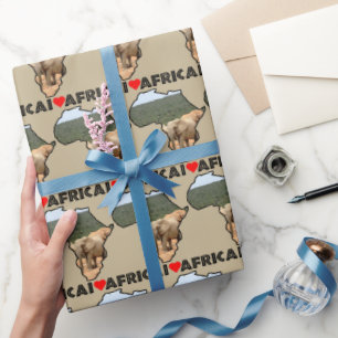 I Heart Africa Map Black Elephant Herd Cadeaupapier