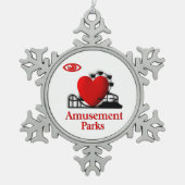 I Heart Amusement Parks Pewter Snowflake Ornament (Voorkant)