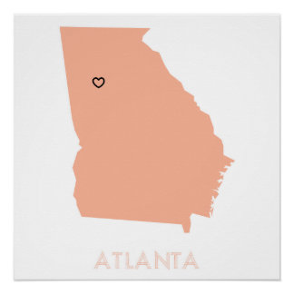 I Heart Atlanta Peach Georgia Map Poster Perfect Poster