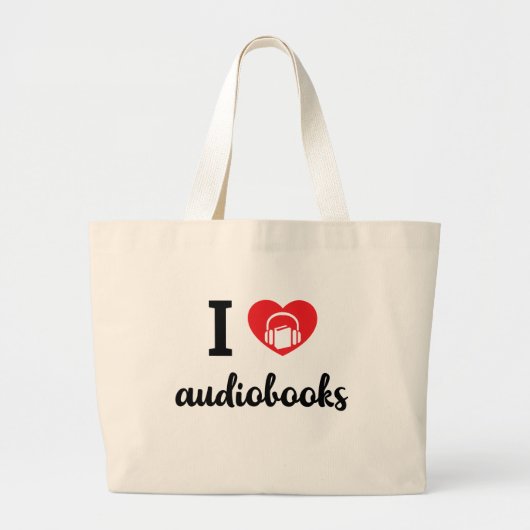 I Heart Audiobooks (zwart ontwerp) Grote Tote Bag (Voorkant)