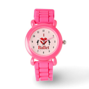 I Heart Ballet Dance Pink Horloge