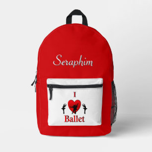I Heart Ballet met naam Bedrukte Rugzak