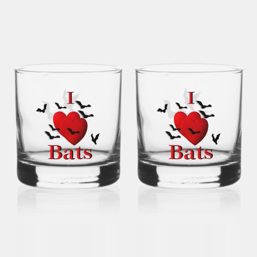 I Heart Bats Whisky Glas (Voorkant)
