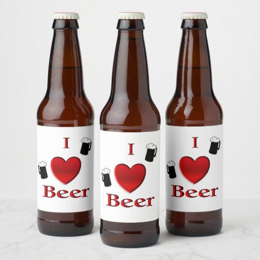I Heart Beer Design Bier Etiket (Flessen)