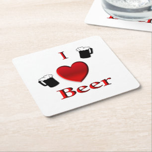 I Heart Beer Design Vierkante Kartonnen Onderzetter