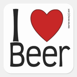 I Heart Beer Vierkante Sticker