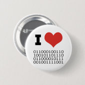 I Heart Binary Ronde Button 5,7 Cm (Voorkant /achterkant)