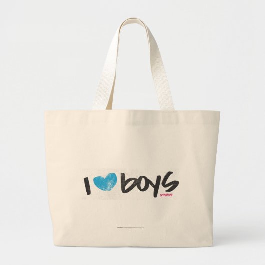 I Heart Boys Aqua Grote Tote Bag (Voorkant)