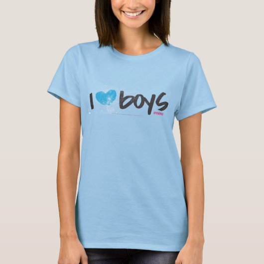 I Heart Boys Aqua T-shirt (Voorkant)