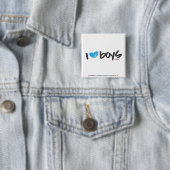 I Heart Boys Aqua Vierkante Button 5,1 Cm (In situ)