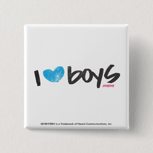 I Heart Boys Aqua Vierkante Button 5,1 Cm (Voorkant)