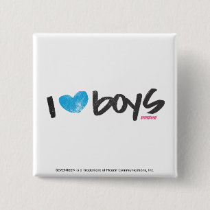 I Heart Boys Aqua Vierkante Button 5,1 Cm