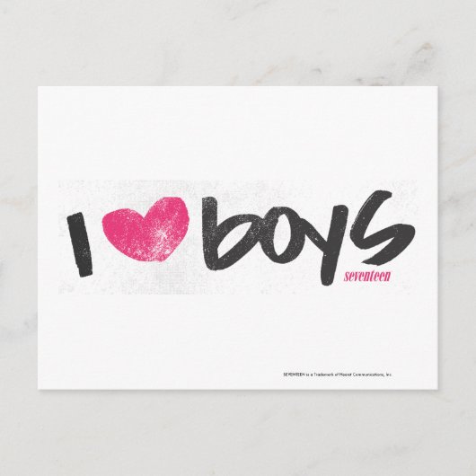 I Heart Boys Magenta Briefkaart (Voorkant)