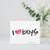 I Heart Boys Magenta Briefkaart (Staand voorkant)