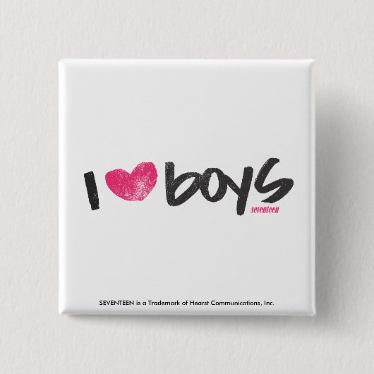 I Heart Boys Magenta Vierkante Button 5,1 Cm (Voorkant)