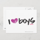 I Heart Boys Paars Briefkaart (Voorkant / Achterkant)
