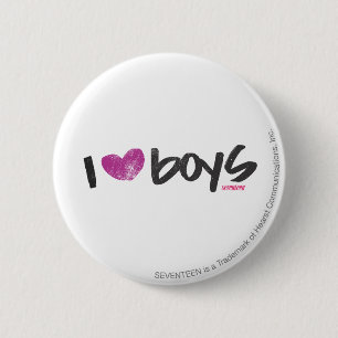 I Heart Boys Paars Ronde Button 5,7 Cm