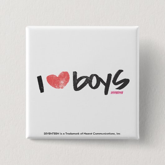 I Heart Boys roze Vierkante Button 5,1 Cm (Voorkant)