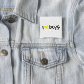 I Heart Boys Yellow Vierkante Button 5,1 Cm (In situ)
