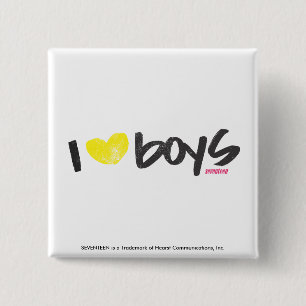 I Heart Boys Yellow Vierkante Button 5,1 Cm