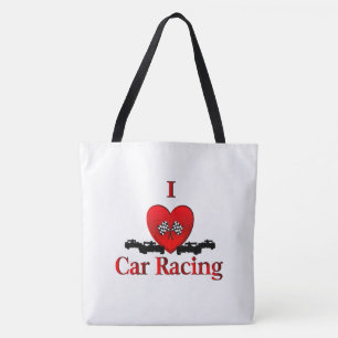 I Heart Car Racing Canvas tas
