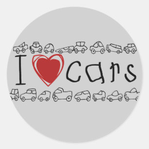 I Heart Cars Tshirts en geschenken Ronde Sticker