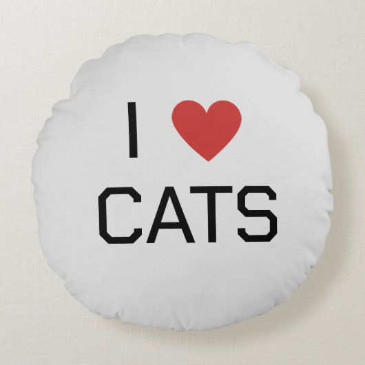 I Heart Cats Bericht Rond Kussen (Voorkant)