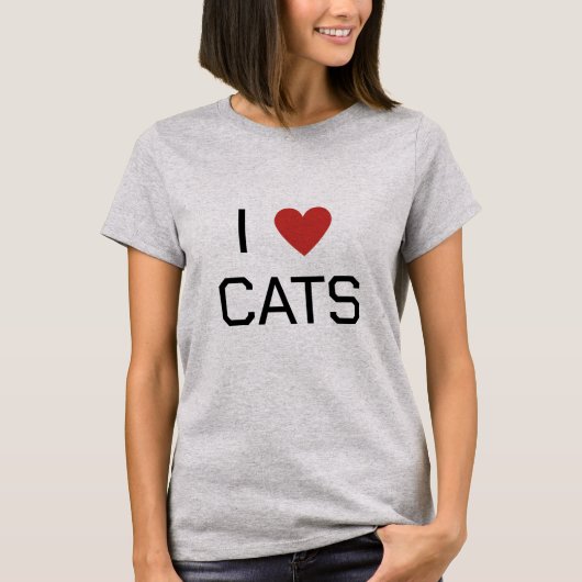 I Heart Cats Bericht T-shirt (Voorkant)