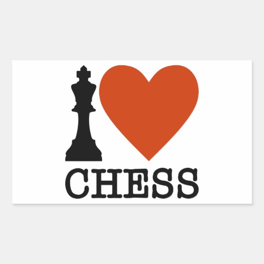 I Heart Chess Rechthoekige Sticker (Voorkant)