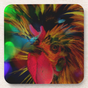I Heart Chickens, Poolse Rooster en Heart Bokeh Bier Onderzetter