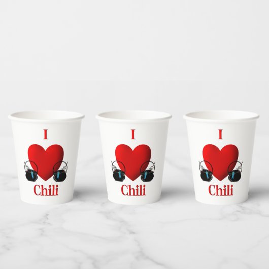 I Heart Chili Papieren Bekers (Multi)