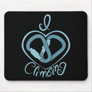 I Heart clibing (Carabiner) Fun Rock klimmen Muismat