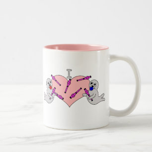 I Heart Clubbing Baby zegels Tweekleurige Koffiemok