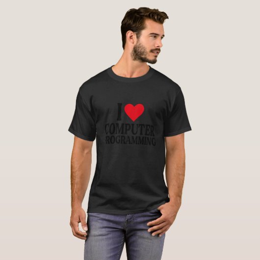 I Heart Computer programmeren Ik hou van Computer T-shirt (Voorkant volledig)