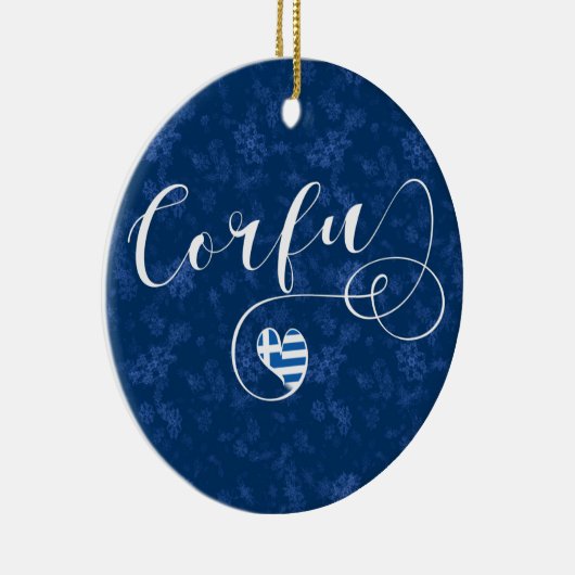 I Heart Corfu, Griekse vlag, Kerkyra Keramisch Ornament (Rechts)