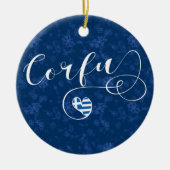 I Heart Corfu, Griekse vlag, Kerkyra Keramisch Ornament (Voorkant)