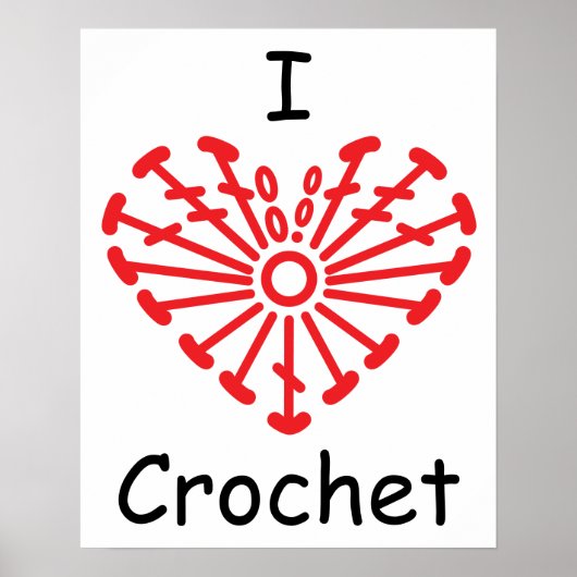 I Heart Crochet - Heart Crochet Chart Pattern Poster (Voorkant)