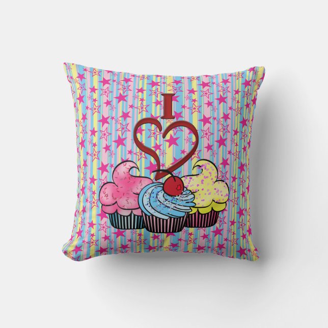 I Heart Cupcakes Pillow Kussen (Voorkant)