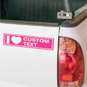 I Heart Custom Modern Hot Pink Bumper Sticker (Sur camion)