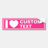 I Heart Custom Modern Hot Pink Bumper Sticker (Devant)