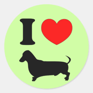 I Heart Dachshund Ronde Sticker