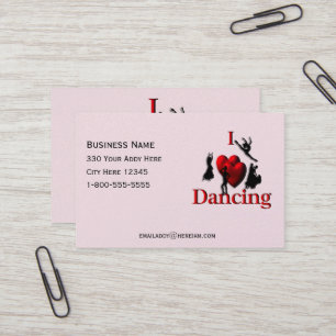 I Heart Dancing Pink Visitekaartje