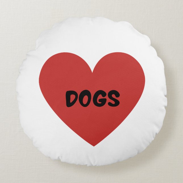 I Heart Dogs Rond Kussen (Voorkant)