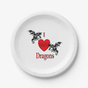 I Heart Dragons Papieren Bordje