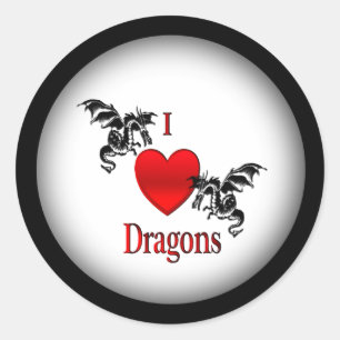 I Heart Dragons Ronde Sticker