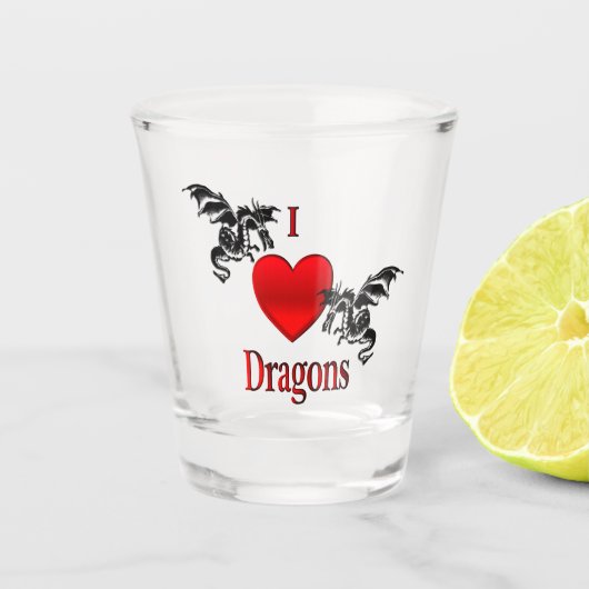 I Heart Dragons Shot Glas (Voorkant)