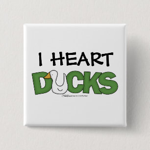 I Heart Ducks Vierkante Button 5,1 Cm