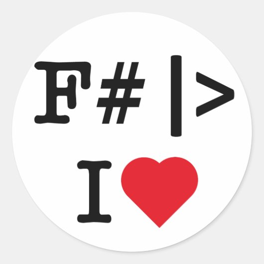 I Heart F# ronde sticker (Voorkant)